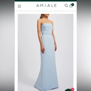Amsale light blue bridesmaid dress